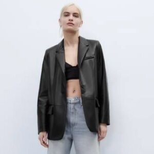 Zara vegan leather blazer